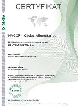 Certyfikat HACCP