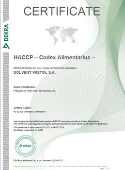 HACCP certificate
