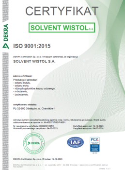 Certyfikat ISO 9001:2015